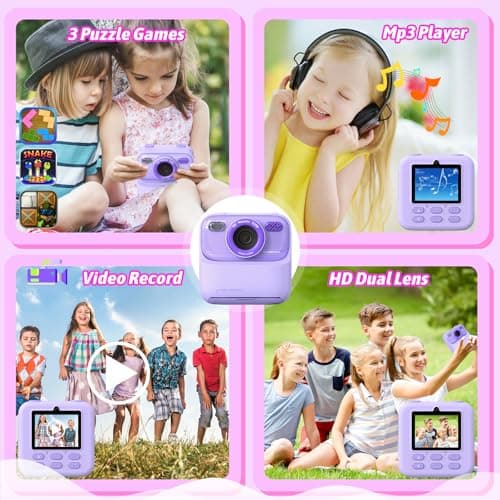 Upgrade Kids Camera Instant Print for Boys and Girls, 1080P HD Dual-Lens Selfie Digital Camera with Print Paper & 32G Card, Christmas Birthday Gifts Toys for Toddler and Teenagers Age 3-16 Years Old — view 2