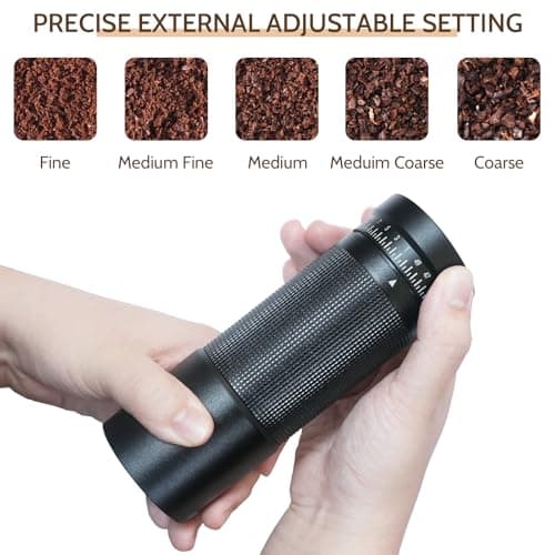 Manual Coffee Grinder with Digital External Adjustable Settings, Portable Hand Grinder with Stainless Steel Conical Burr, 30g Capacity for Travel, Camping, Office, Espresso, Pour Over (Black) — view 2