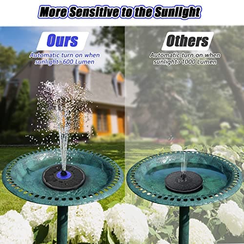 SZMP Solar Fountain Upgrade, 3.5W Solar Powered Bird Bath Fountains with Flower, Outdoor Water Feature Solar Fountain Pump with 7-in-1 Nozzles, 4 Fixed Pipes for Humingbirds, Birdbath, and Garden — view 4