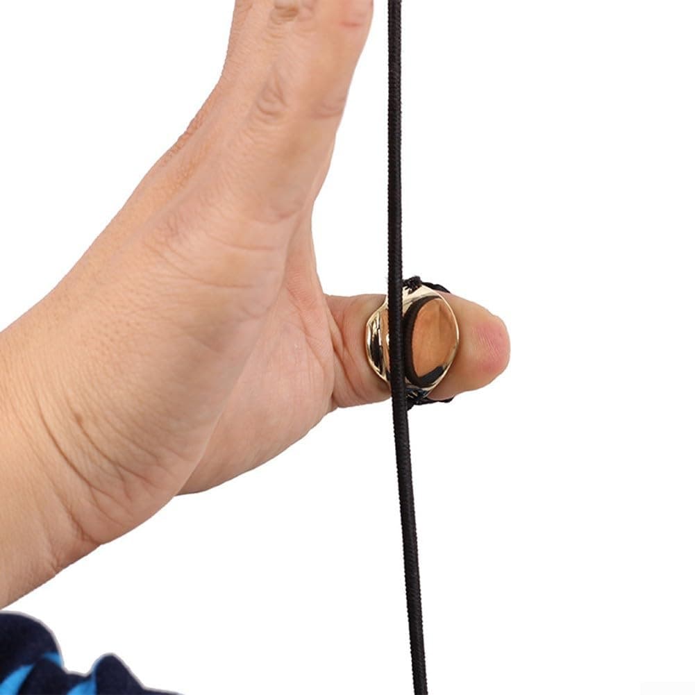 Anillo de latón para el pulgar, protector de dedos con almohadilla de cuero, tamaños de 18-24 mm compatibles con caza con arco, protección de tiro (18#) — view 3
