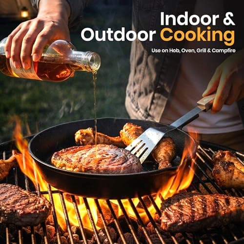 Utopia Kitchen Premium Cast iron Skillets 3 Piece Set, Chef's Pan, Pre Seasoned Frying Pan, 6, 8 & 10 Inches, PFAS-Free, Stovetop, Campfire & Grill Large Skillet, Even Heat Distribution Cast Iron Pan — view 4