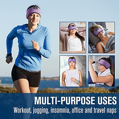 MUSICOZY Sleep Headphones Bluetooth Headband, Wireless Music Sleeping Headphones Sleep Mask Earbuds IPX6 Waterproof for Side Sleepers Workout Running Insomnia Travel Yoga Cool Tech Gadgets Unique Gift — view 4