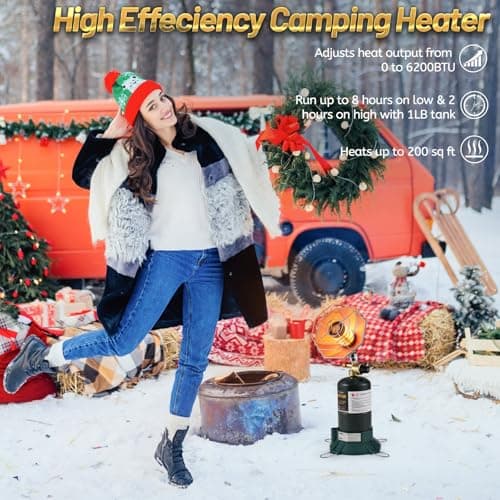 GasBRUH Portable Propane Heater with Windproof Lighter for Outdoor, Camping, Fishing, 6200BTU Outdoor Cordless Gas Heater for Camping,Hunting,Tents(TANK not Included) — view 5