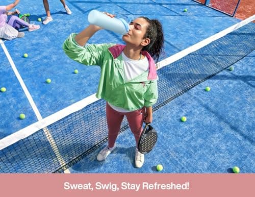 POWCAN 26 oz Insulated Water Bottle with 2-in-1 Straw and Spout Lid, Keep Cold 24H, Leak-Proof, Fits in Car Cup Holder, Stainless Steel Water Bottle for Sports, Travel, Gift, and School (Bow Crush) — view 6
