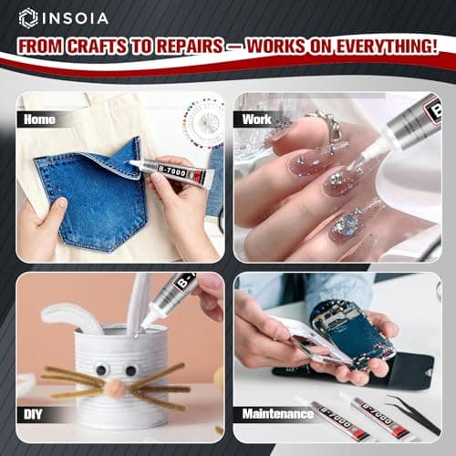 16 PCS 15ml B7000 Rhinestone Glue Clear – Super Glues for Bedazzling with Precision Tip, Quick Dry No Trace Flexible Adhesive for Jewelry Making, Nail Art, Fabric, Shoe, DIY Craft & Phone Repair — view 7
