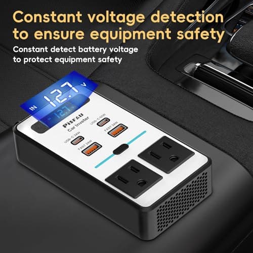 200W Car Power Inverter DC 12V to 110V AC,Cigarette Lighter Adapter Plug with [65W USB-C]/USB-Fast Charger 24W/Multiple USB/Laptop car Charger with Voltage Display — view 3
