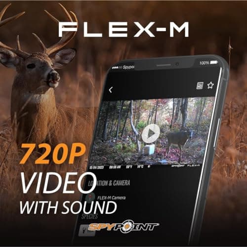 SPYPOINT Flex-M Cellular Trail Camera - Best Value in Hunting Accessories, No WiFi Needed & GPS-Enabled, Hunting Night Vision, IP65 Water-Resistant, 28MP Photos, 720p Videos + Sound (Pack of 1) — view 4
