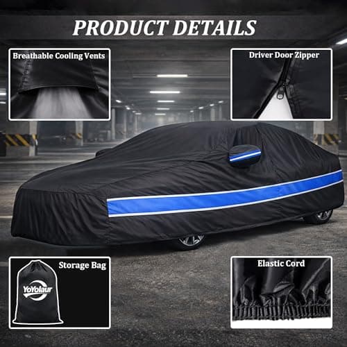 Car Cover Compatible with Honda Accord,10-Layer Car Cover Waterproof All Weather,Full Exterior Cover with Cotton Lining,Sun Rain UV Dust Snow Protection with Door Zipper,Fit for Sedan/Coupe 2001-2025 — view 4
