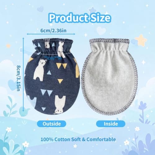 8 Pairs Newborn Baby Mittens No Scratch Infant Baby Cotton Gloves Newborn for 0-6 Months Baby Boys Girls — view 2