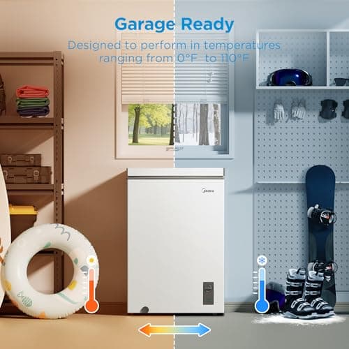 Midea MERC04C4BAWW Chest Freezer, 3.5 Cubic Feet Freezer With Removable Basket, Interior LED Light, Adjustable Temperature, For Kitchen Apartment Office, White — view 3
