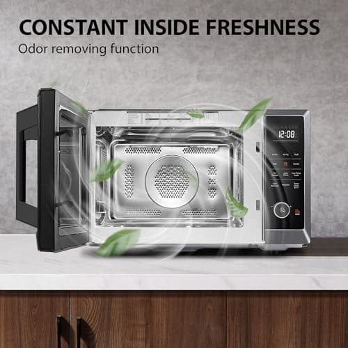 TOSHIBA Air Fryer Combo 8-in-1 Countertop Microwave Oven, with Convection, Broil, Odor Removal Mode, 12.4" Position Memory Turntable, Child-Lock, 1.0 Cu.ft, Black Stainless Steel, ML2-EC10SA(BS) — view 6