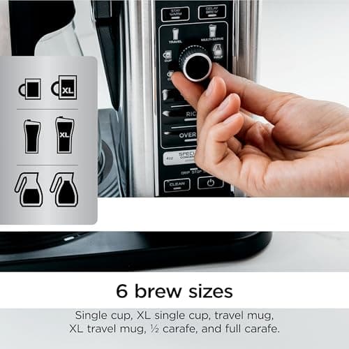 Ninja Specialty Coffee Maker | Includes 10-Cup Carafe, Fold-Away Frother, Permanent Filter & Removable, Dishwasher Safe Reservoir | 6 Brew Styles, 8 Cup to Travel Mug to Pot Sizes | Black | CM401 — view 5