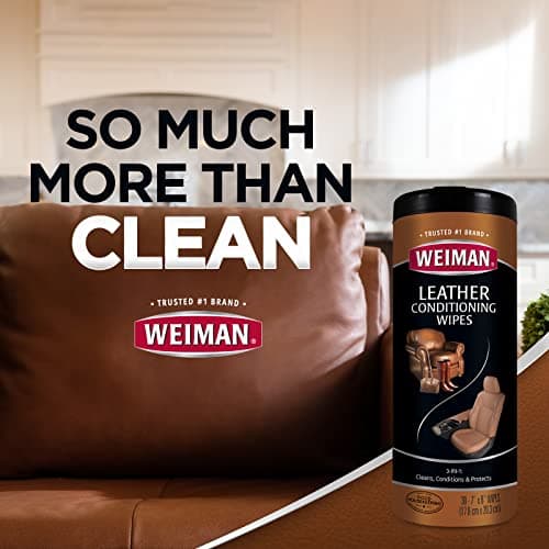 Weiman Leather Wipes - 2 Pack with Microfiber Cloth - Clean Condition UV Protection Help Prevent Cracking or Fading of Leather Couches Car Seats Shoes — view 7