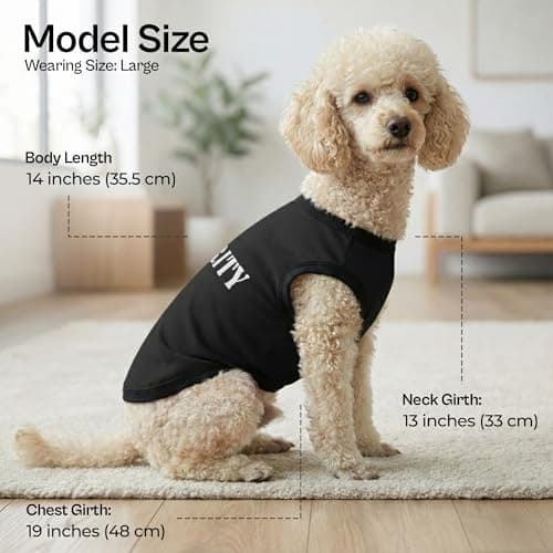 Parisian Pet Dog T-Shirt with Embroidered 'Security' Word - Black Dog Costume - 100% Cotton, Breathable Pet Clothes - Sleeveless Pet Vest - Machine Washable Dog Shirts for Large Dogs - 5XL — view 2