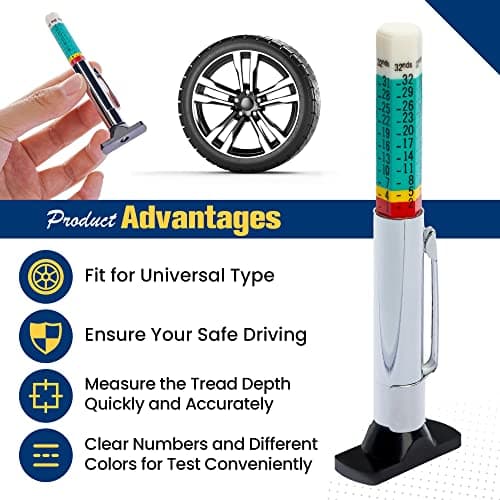 WSERE 2 Pieces Car Tire Depth Gauge Tester Tyre Tread Metric Gage Motors Measures Tool, Fast Accurate Measurement and Ensure Safety — view 2