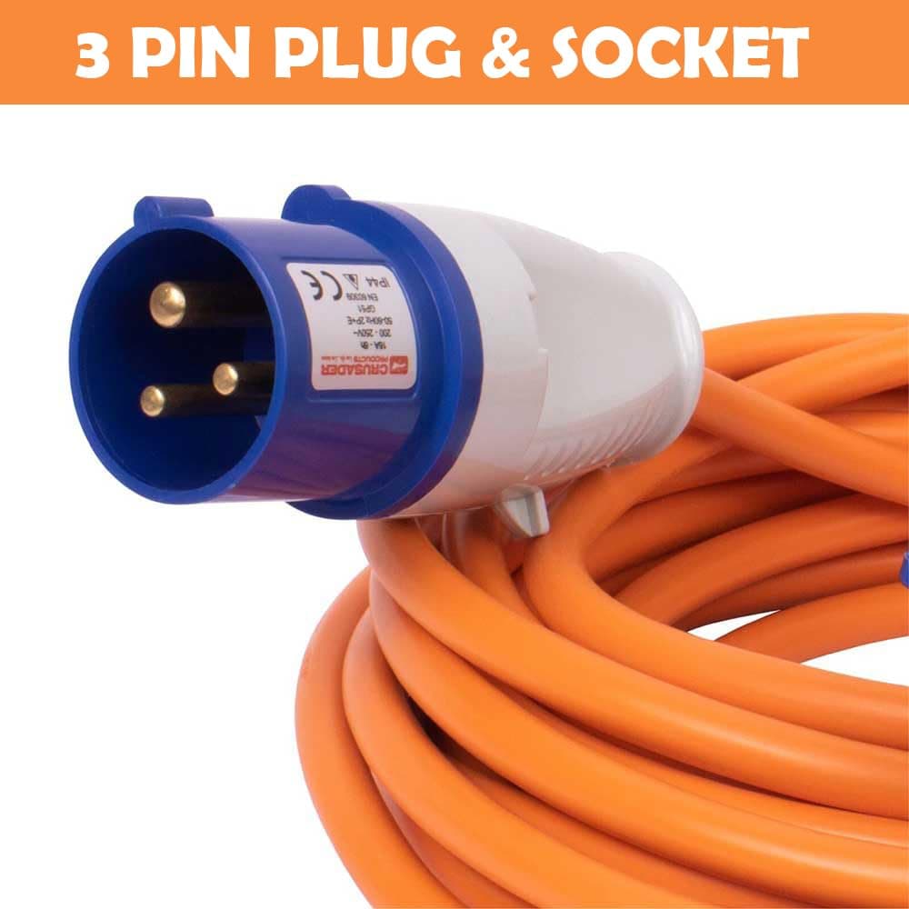 15M Extension Lead Cable - Heavy Duty 16 Amp 240V Camping Caravan Hook Up Cable - High Vis Orange - Ideal for Campervans & Motorhomes (15M) — view 5