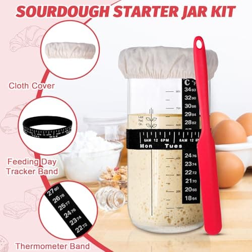 EWFEN Sourdough Starter Kit with Round & Oval Banneton, Complete Sourdough Bread Baking Supplies, Bread Proofing Basket with Starter Jar, Bread Making Tools Kit for Beginners & Bakers — view 3