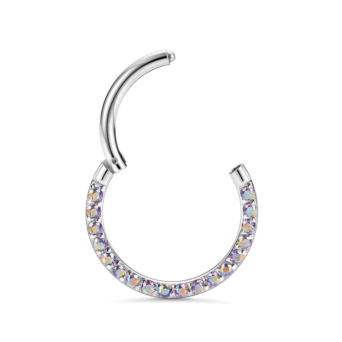 hengkaixuan CZ Opal Septum Jewellery Daith Ring Conch Hoop Seamless Clicker Ring Surgical Steel Rook Tragus Conch Piercing Jewellery Small Hoop Earring Nose Hoop Ring — view 3
