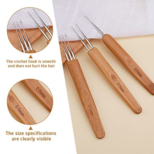 Loc Crochet Needle, 48 Pcs Dreadlock Crochet Hook Tool, 6 Dreadlock Crochet Needle for Hair, Different Size Bent Latch Hook, Crochet Hooks for Hair Braiding with Case — view 2