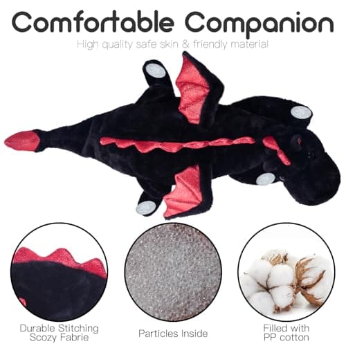 ARELUX Large 36in Cute Dragon Stuffed Animals Plush Toy Soft Black Pterosaur Plushie Giant Fuzzy Dinosaur Pillow Plushies with Wings Cuddly Gifts for Friends Family — view 3