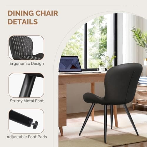 Daluvenix Dining Chairs Set of 4,Modern Fabric Dining Chairs Featuring Ergonomic Backrests, Thickly Padded Cushions, and Sturdy Metal Legs, Suitable for Kitchen, Living Room, and Bedroom,Black — view 3