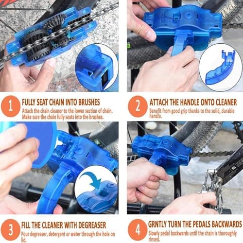 Bike Chain Cleaner, Bike Cleaning Kit, Chain Cleaner for Cycling, Suitable for Road B_ike, BMX, Bicycle Cleaning Brush Tool for Drivetrain, Gear, Cassette, Sprockets, 4 Piece Set — view 4
