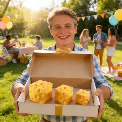 Cheese Squishy Cube Block, Squishy Fidget Toys for Adults, Easter Basket Stocking Stuffers, Sensory Stress Ball Squeeze Toys for Stress Relief (Yellow 2.4 in) — view 6