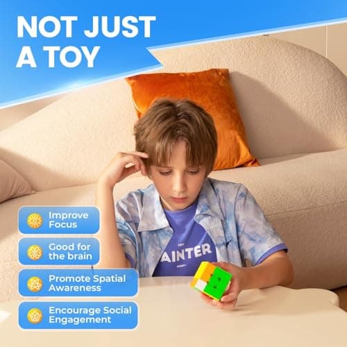 GAN 356 M, 3x3 Speed Cube Magnetic Stickerless, 3D Puzzle Fidget Toy Brain Teasers for Kids Teens Beginners Travel Games Holiday Birthday Gifts Stocking Stuffers (No Extra GES) — view 3