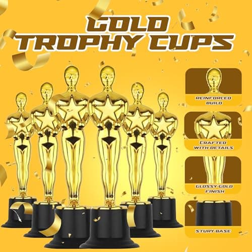 Bedwina 6" Gold Award Trophies - Pack of 12 Bulk Golden Statues Party Award Trophy, Party Decorations and Appreciation Gifts — view 4
