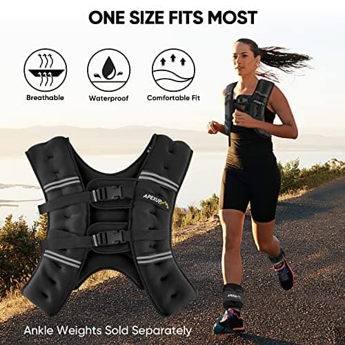 APEXUP 15lbs Weighted Vest Men Women, Weight Vest for Women Workout Equipment for Strength Training Running (Black) — view 4