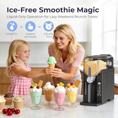 Slushie Machine, No Ice Needed Slushy Maker for Home, Real-Time Temp Display, Frozen Drink Maker with 6 Preset Programs for Ice Cream, Frappés, Milk Shake and More, Black, 1 Pack+3Modes — view 3