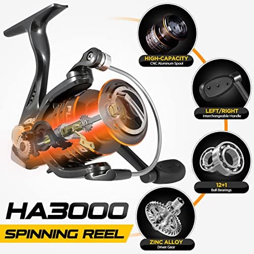 PLUSINNO Fishing Rod and Reel Combos -24 Ton Carbon Fiber Telescopic Fishing Pole - Spinning Reel 12 +1 Shielded Bearings Stainless Steel BB-Free Carrier Bag Case, Travel Saltwater Freshwater Fishing — view 5