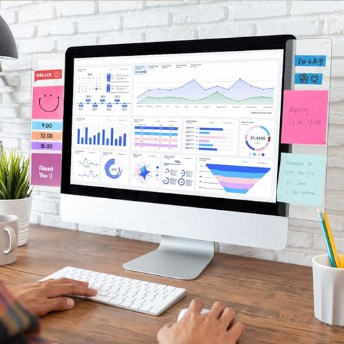 Office Desk Accessories 2pcs Computer Monitor Memo Board Message Board Transparent Acrylic Side Panel Sticky Note Board Left and Right Computer Note Board Suitable for Women Work Form Home Office — view 3