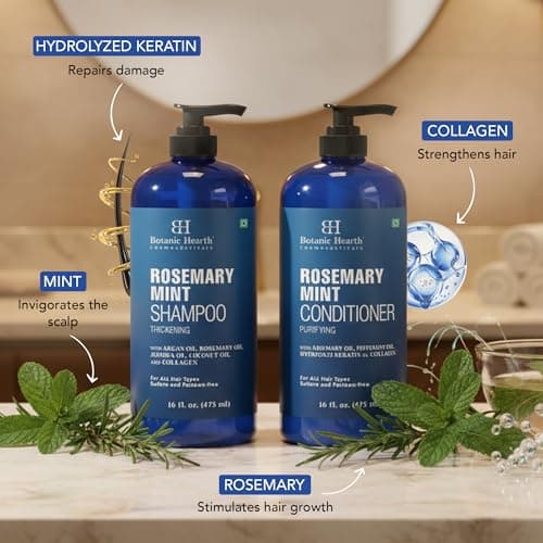 Botanic Hearth Rosemary Mint Shampoo and Conditioner Set, Thickening Formula, Promotes Hair Growth and Scalp Health Sulfate Free & Paraben Free, for Men & Women | 16 fl oz each — view 4