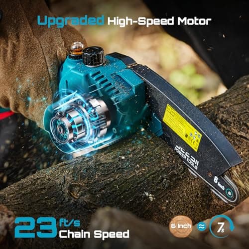 SEESII Mini Chainsaw 6 Inch: Electric Chainsaw with 2PCS 4000mAh Batteries & Oiler - 900W Motor for Quick Work - Saw for Branch Cutting - Gifts for Father Day Men Women Dad Mom Gardener (M6 Pro) — view 2
