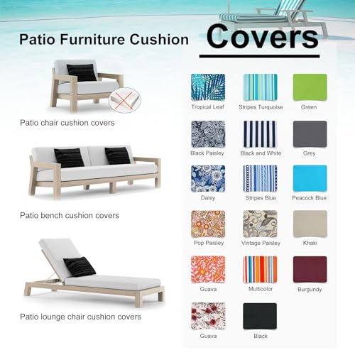 NettyPro Outdoor Patio Chair Seat Cushion Covers UV Resistant Water Repellent Furniture Cushion Slipcovers, 24x22x4 inch, Tropical Leaf — view 8