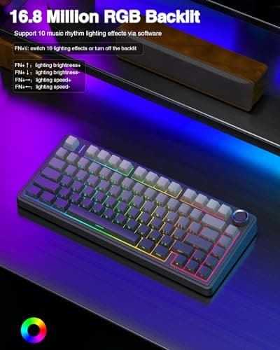 AULA F75 Pro Wireless Mechanical Keyboard,75% Hot Swappable Custom Keyboard with Knob,RGB Backlit,Pre-lubed Reaper Switches,Side Printed PBT Keycaps,2.4GHz/USB-C/BT5.0 Mechanical Gaming Keyboards — view 5