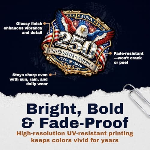 USA 250th Anniversary 1776-2026 Vinyl Sticker 2-Pack - 5 Inch - USA Flag Patriotic Car Window Bumper Decal for Truck SUV Laptop - 250 Years United States Independence Day Commemorative -USAS0010 — view 5