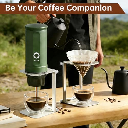 AuSonic Foldable Pour Over Coffee Maker Stand, Aluminum Portable Electric Espresso Machine Stand Compatible with Outin, Portable Coffee Makers, General Funnels Sliver