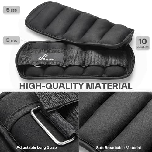 Sportneer Adjustable Ankle Weights Set - 1 Pair (2-10 lbs) Removable Sandbags for Women & Men, Comfortable Neoprene Leg Weights for Walking, Running, Pilates, Yoga, Home Workout & Physical Therapy — view 2