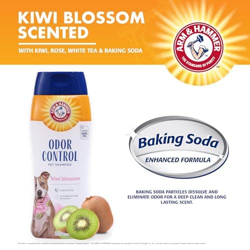 Arm & Hammer Deodorizing Dog Shampoo with Baking Soda for Odor Control, Tearless Moisturizing Formula for Sensitive Skin, Fresh Kiwi Blossom Scent, Safe for Dogs and Puppies, 20 Fl Oz — view 4