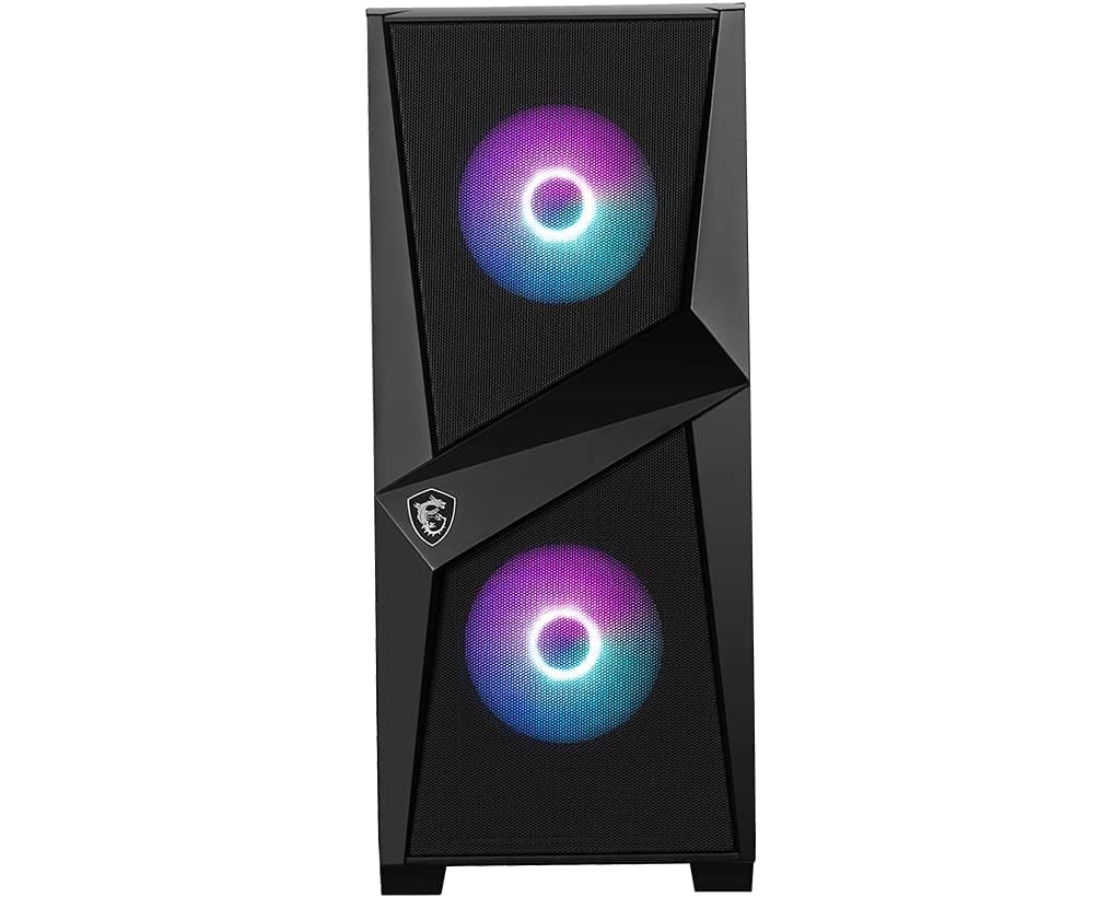 MSI MAG FORGE 100R Mid Tower Gaming Computer Case (Black, 2x 120mm ARGB PWM Fan, 1x 120mm Fan, 1-6 ARGB Hub, Tempered Glass, MSI Center, ATX, mATX, mini-ITX) — view 4