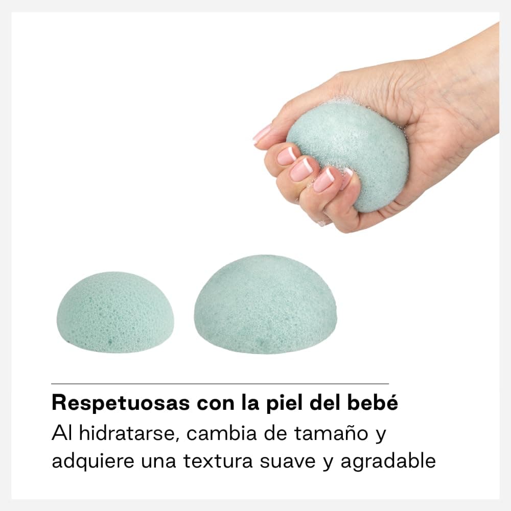Jané Esponjas de Baño para Bebé de Konjac Natural, Pack de 3, Ultra Suaves, 100% Vegetales y Biodegradables, Piel Sensible y Recién Nacidos — view 5
