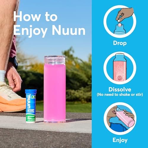 Nuun Sport Electrolyte Tablets with Magnesium, Calcium, Potassium, Chloride & Sodium, Gluten Free & Vegan, Lemon Lime, 4 Pack (40 Servings Total) — view 5