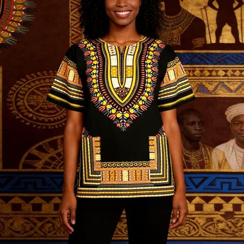 African Dashiki Shirts Unisex Adult Tribal Print Short Sleeve Tee Tops Traditional Dashiki Festival T-Shirts Holiday Outfits — view 2