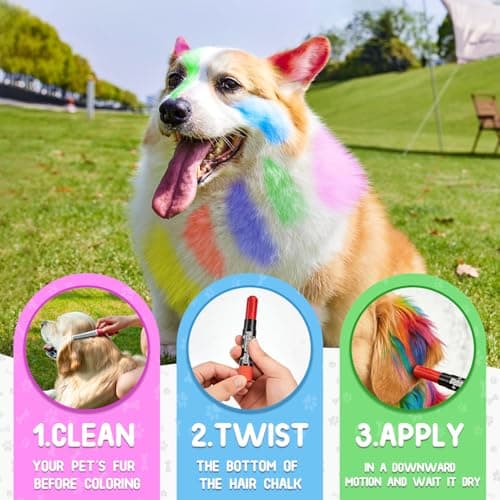 12 Pack Dog Hair Color Dye Temporary Non-toxic Vibrant Colors Washable Pet Safe Paint for Dog Cat Animals — view 3