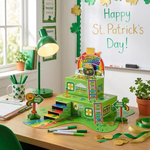 LEKSON St. Patrick’s Day Leprechaun Trap Craft Kit for Kids, Rainbow Treasure DIY Decoration Scene with Path, Signs & Accessories, Classroom & Holiday Activity Set — view 2