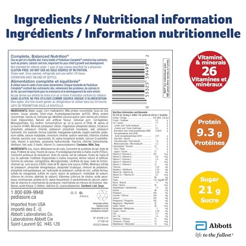 PediaSure Complete, Nutritional Supplement, Kids Nutritional Shake That Can Be Used As Breakfast Drink With Meal, Chocolate, 4 x 235-mL Bottles
