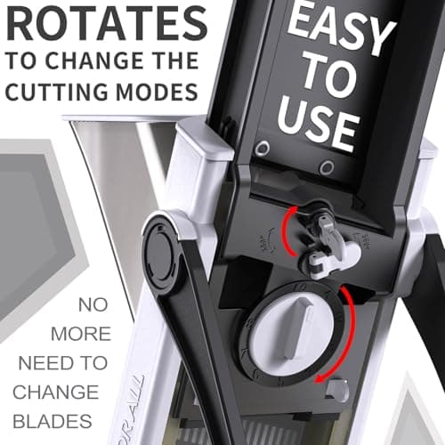 ONCE FOR ALL Upgrade Safe Mandoline Slicer Plus, Biger Size, Adjustable Vegetable Food Chopper Potato Fries Cutter, Detachable Blade, Kitchen Chopping Artifact, Gift (Black) — view 3