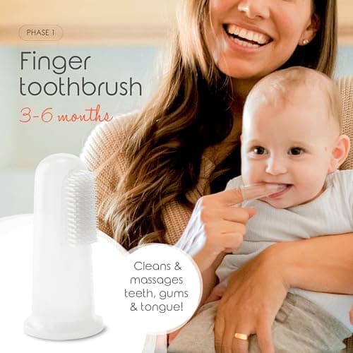 Cherish Baby Care Toothbrush Set (3-24 Months) - 3-Pack Finger, Training & Toddler Toothbrushes, BPA-Free, Newborn Essentials — view 2